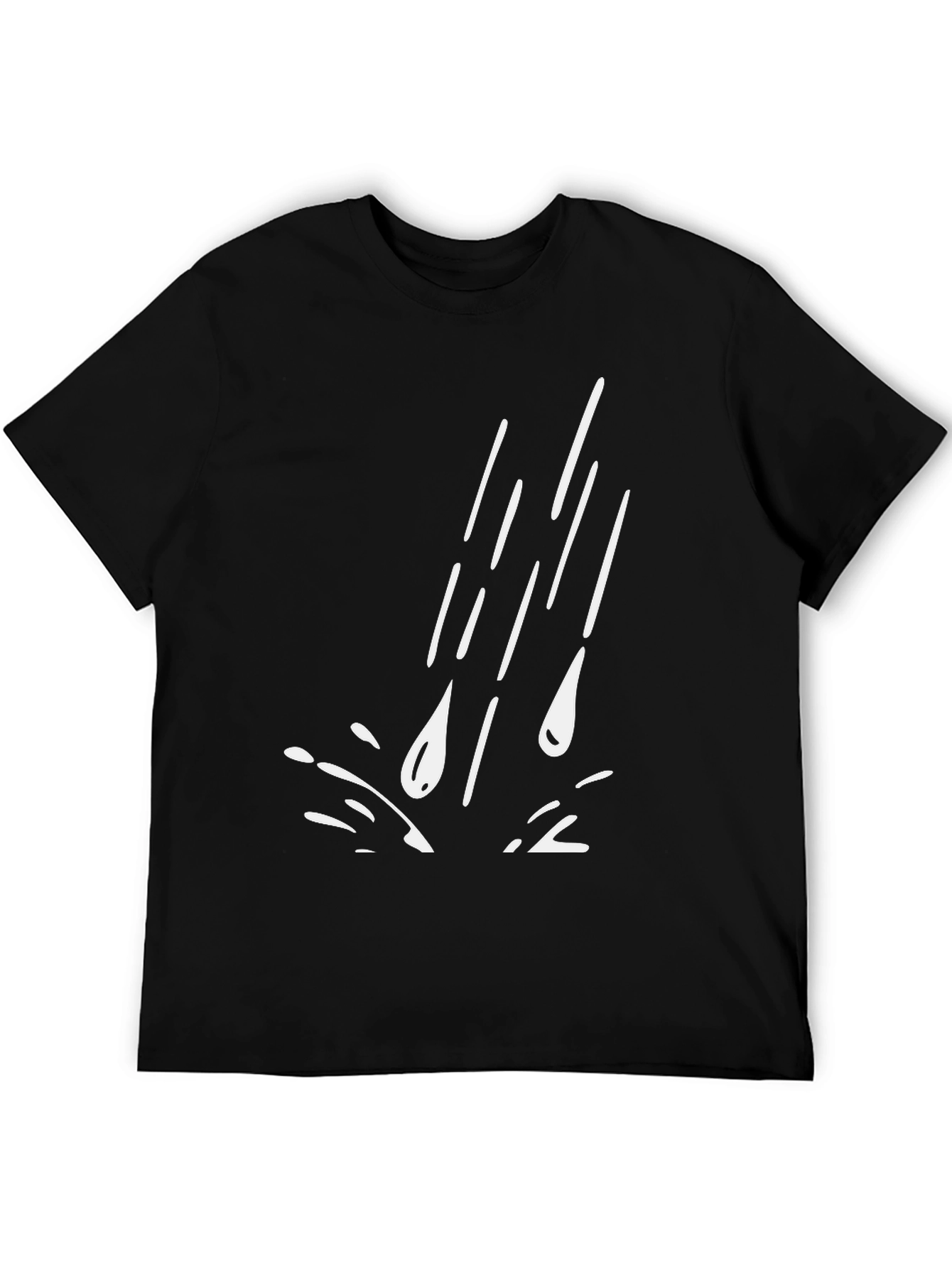Rain Drop Graphic Tee - Black Casual T-Shirt
