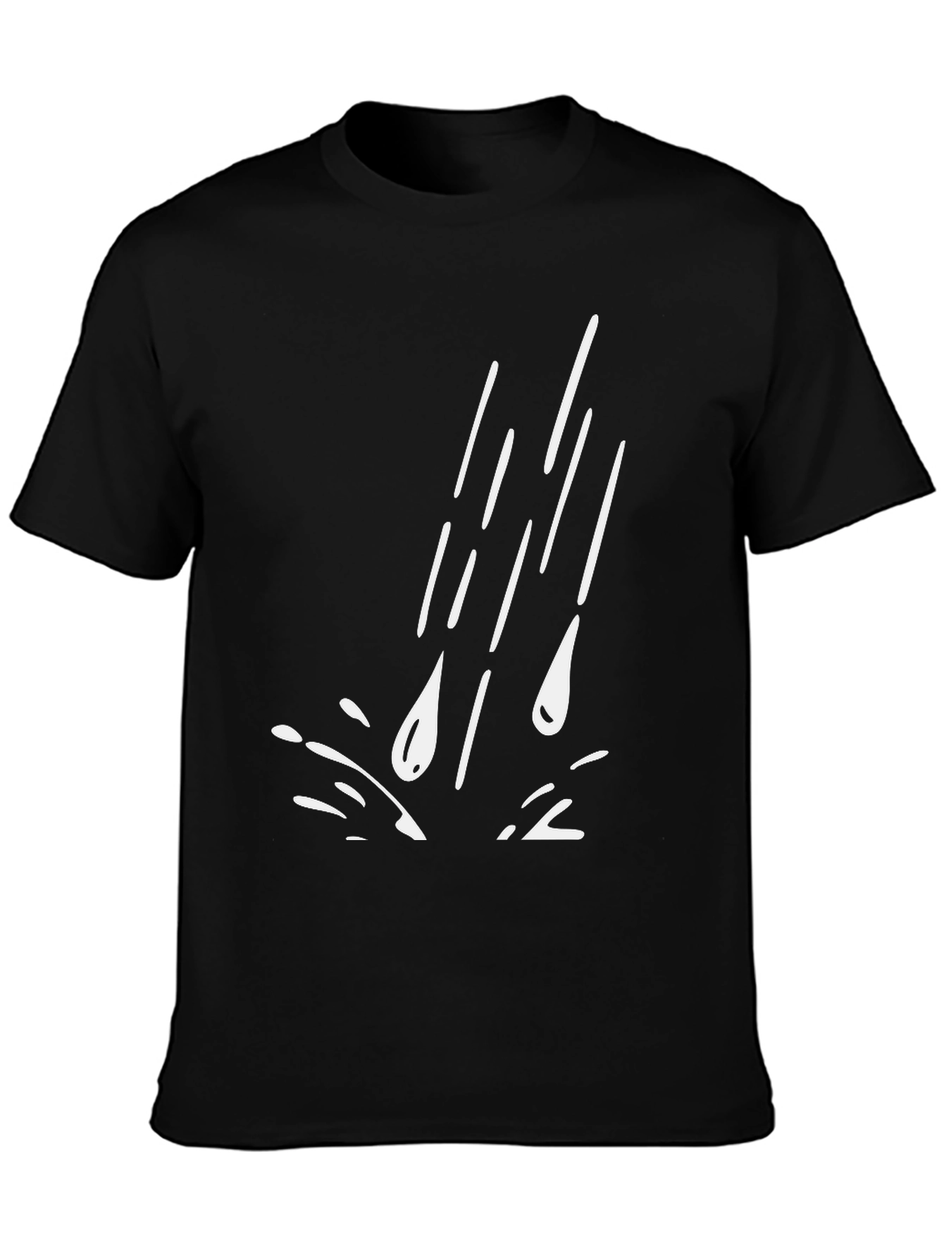 Rain Drop Graphic Tee - Black Casual T-Shirt