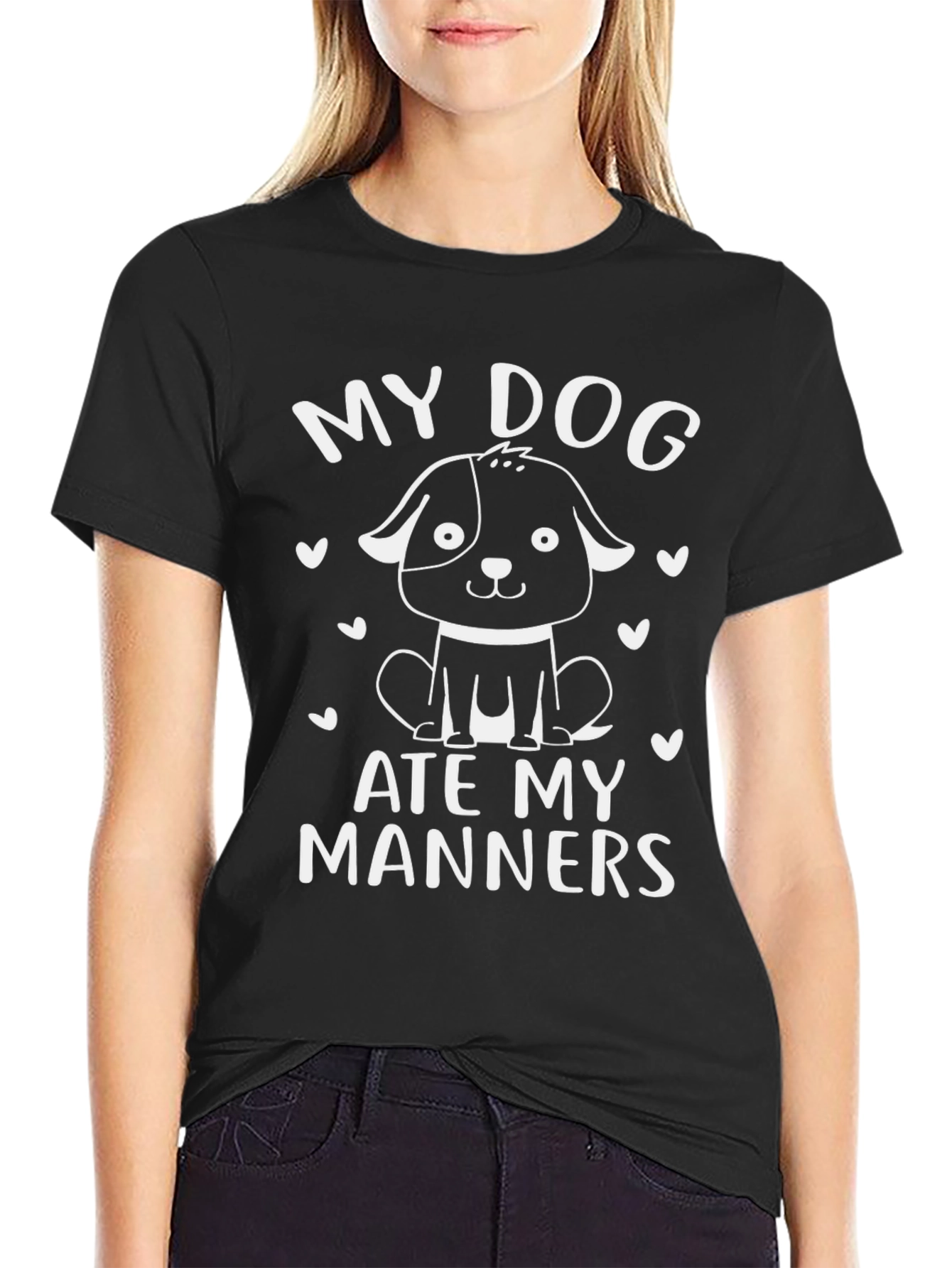 My Dog Ate My Manners Black T-Shirt