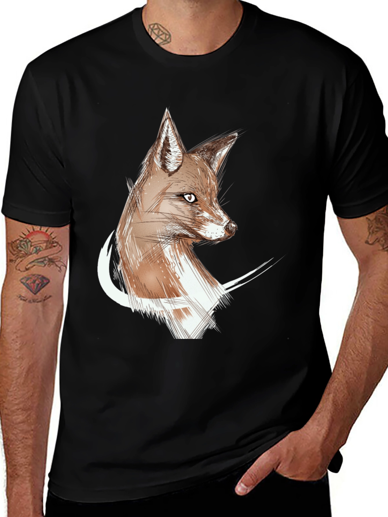 Fox Sketch Graphic Tee - Stylish Unisex T-Shirt
