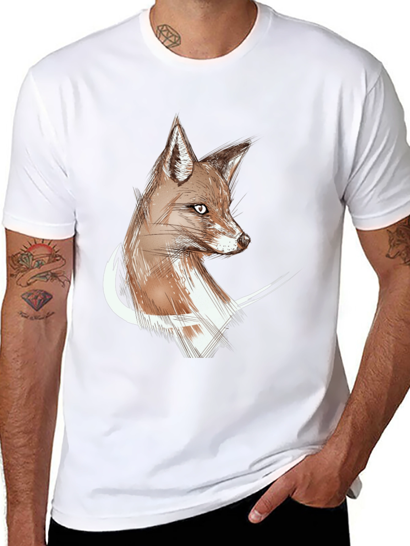 Fox Sketch Graphic Tee - Stylish Unisex T-Shirt