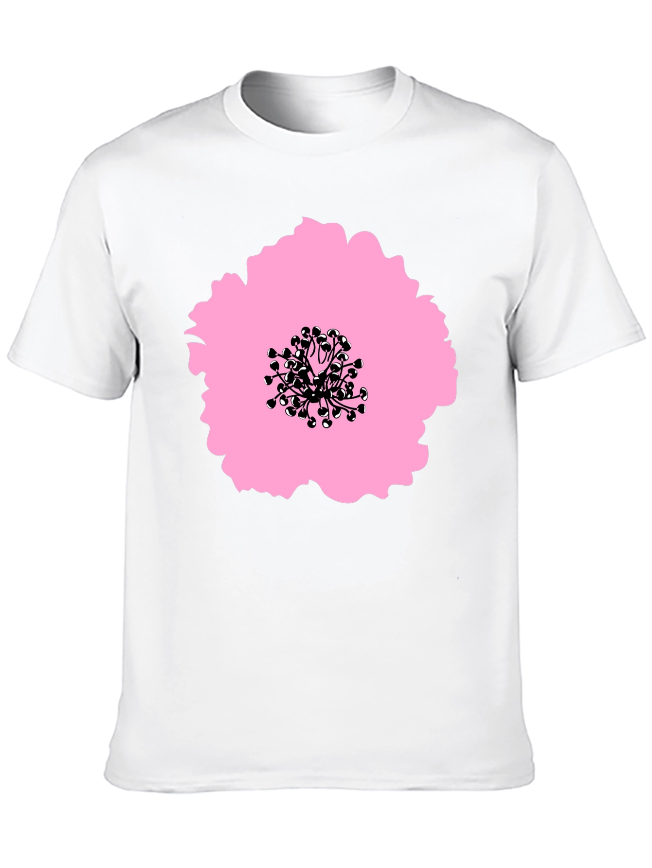 Pink Flower Graphic Black T-Shirt - Stylish Casual Wear
