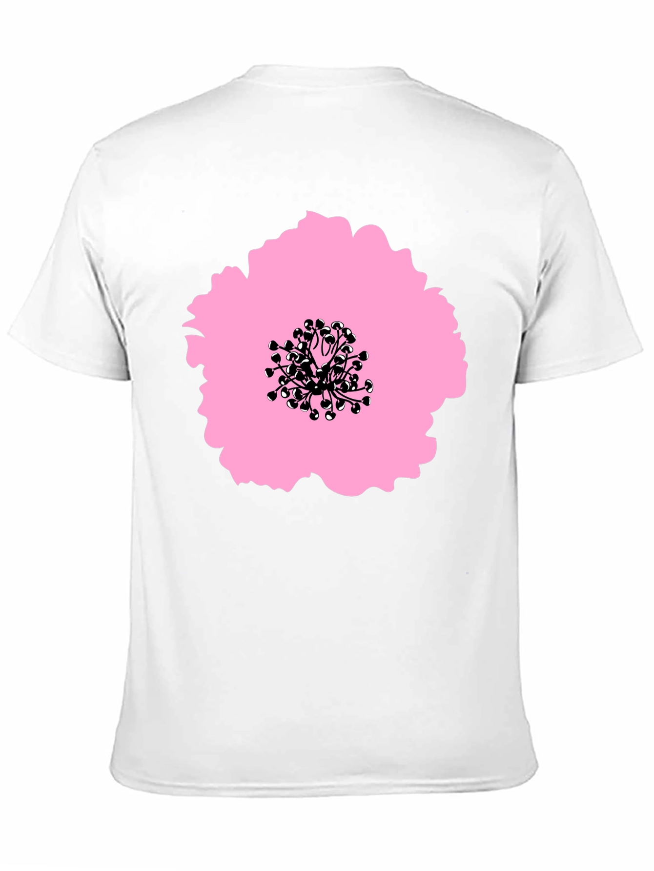 Pink Flower Graphic Black T-Shirt - Stylish Casual Wear
