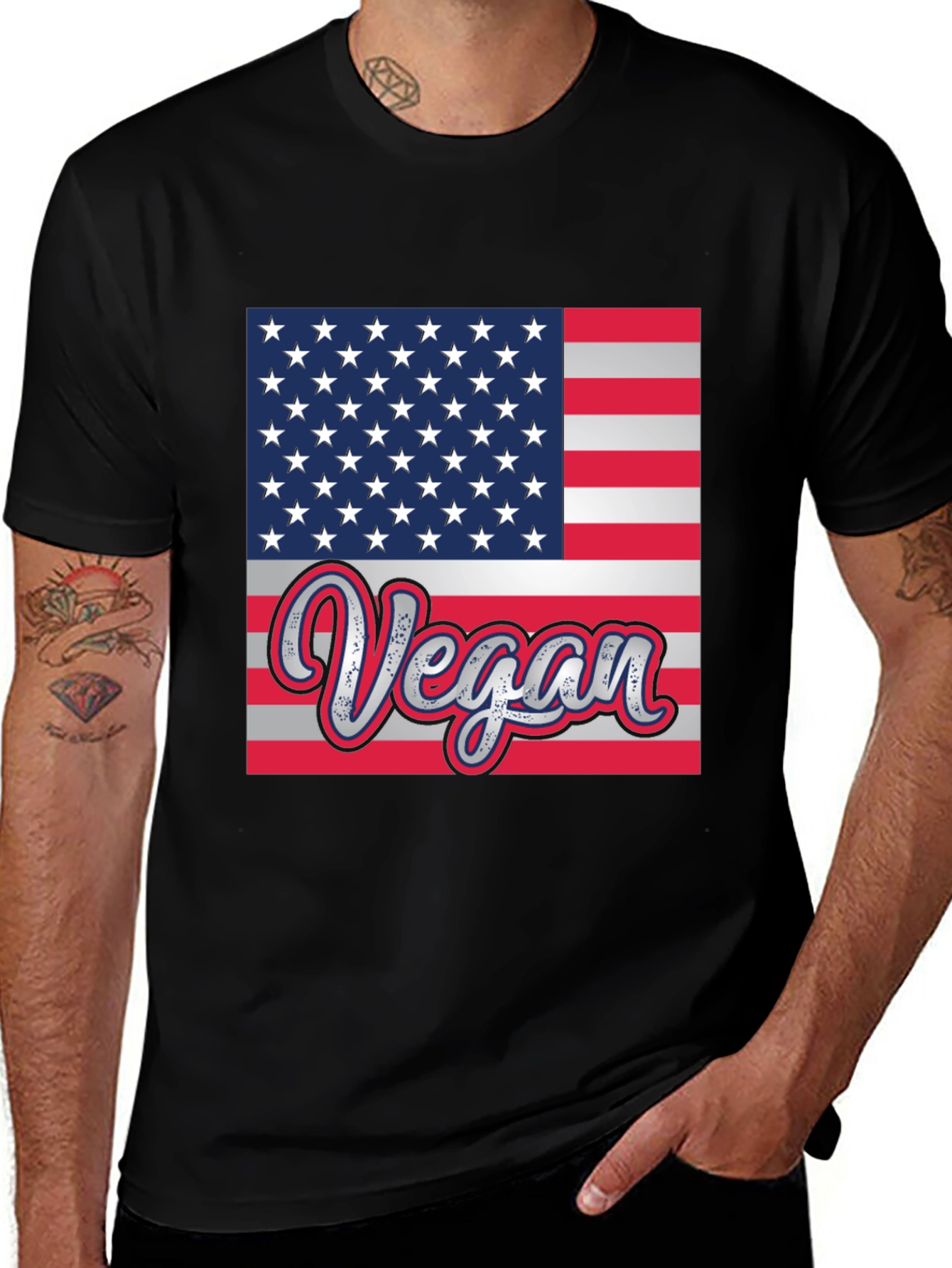 Vegan American Flag Graphic T-Shirt