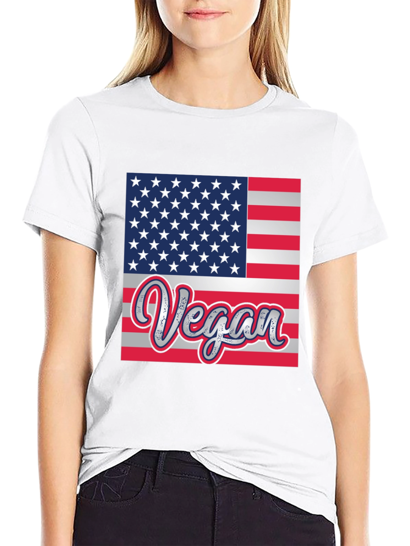Vegan American Flag Graphic T-Shirt