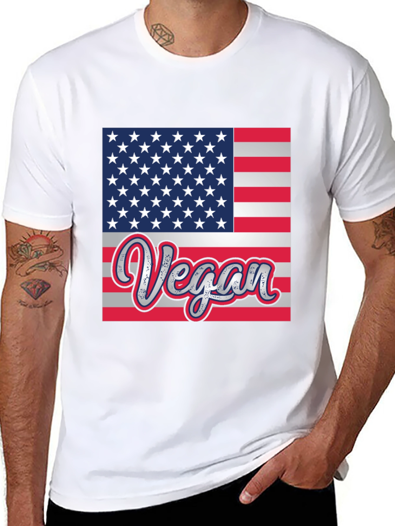 Vegan American Flag Graphic T-Shirt