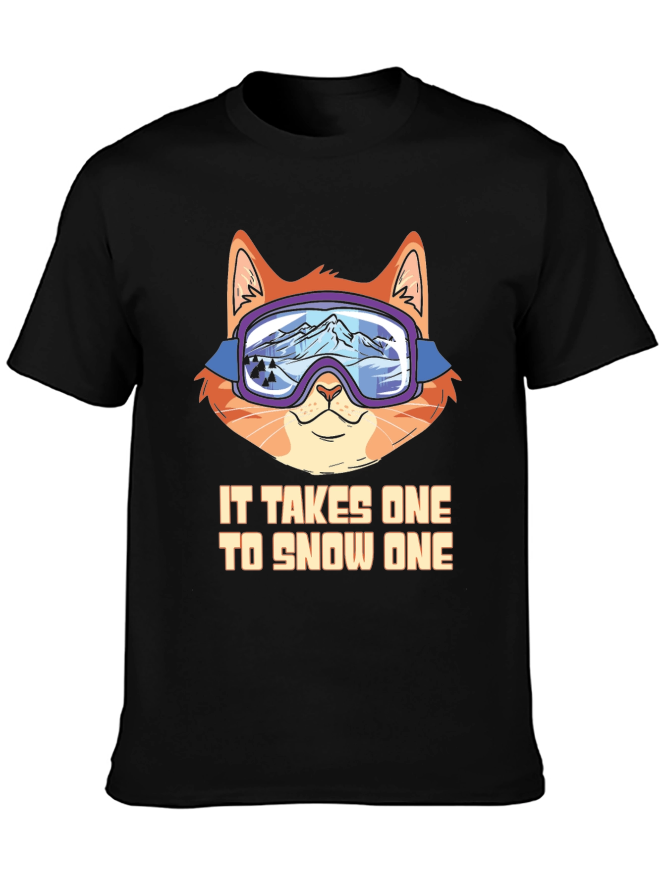 Funny Cat Skiing T-Shirt - Snow One