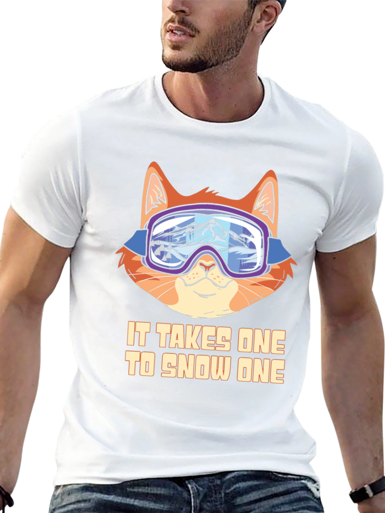 Funny Cat Skiing T-Shirt - Snow One