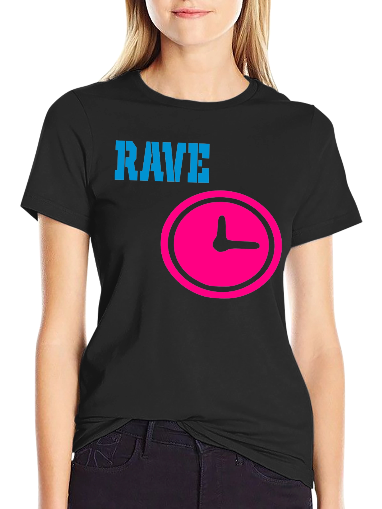 Rave Time Black Graphic T-Shirt