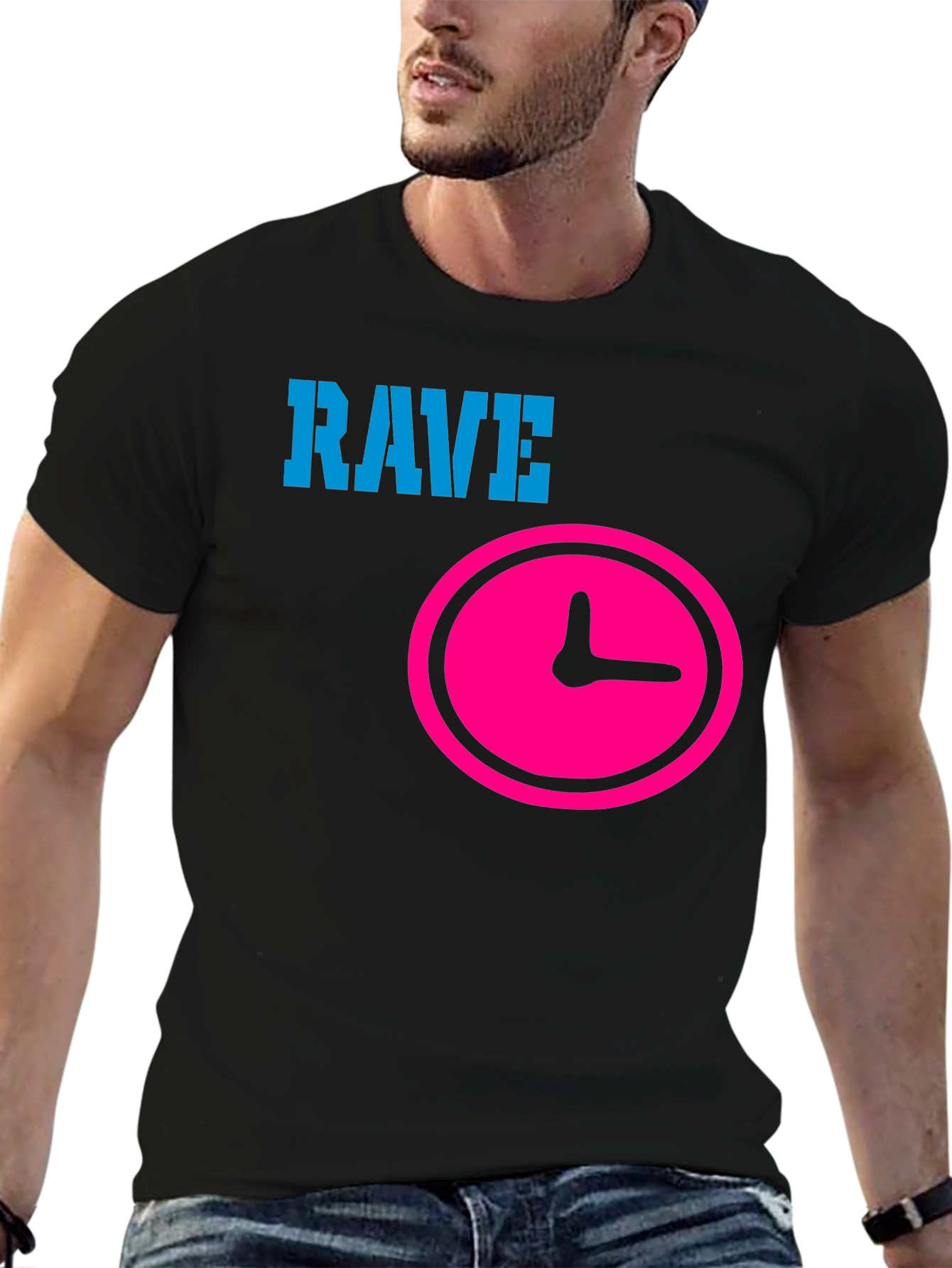 Rave Time Black Graphic T-Shirt