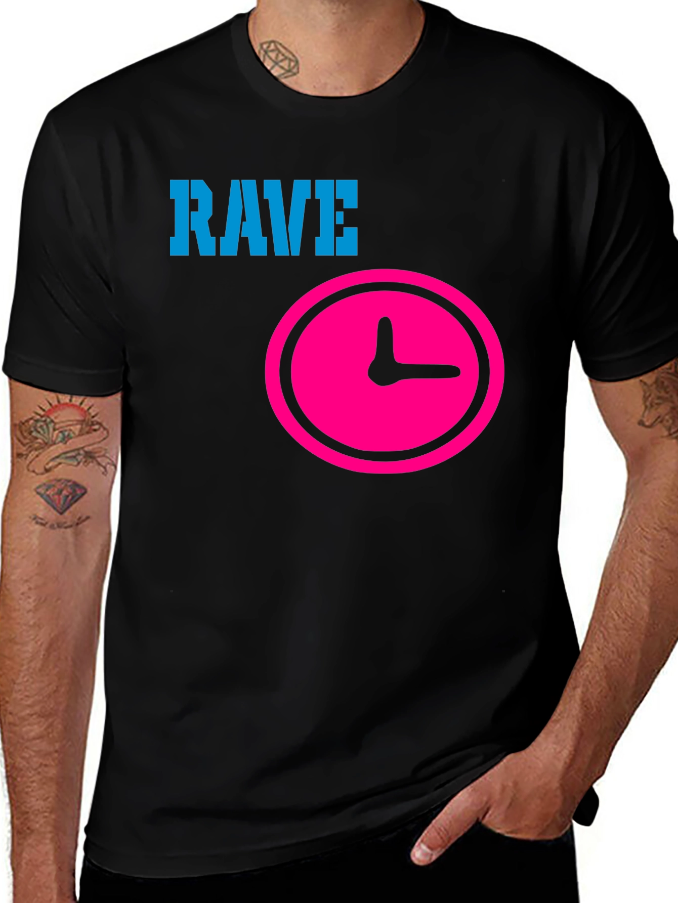 Rave Time Black Graphic T-Shirt