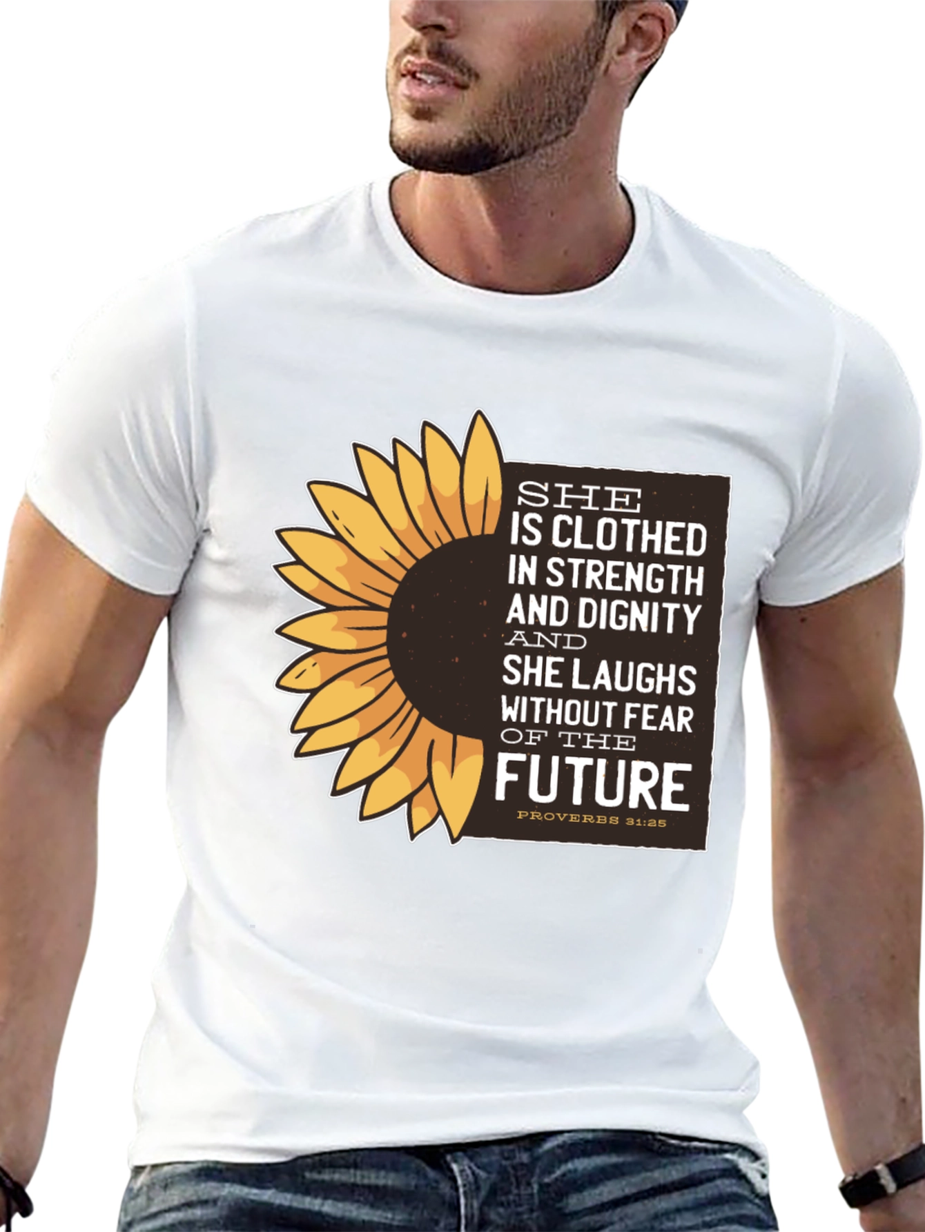 Sunflower Proverbs 31:25 Graphic T-Shirt