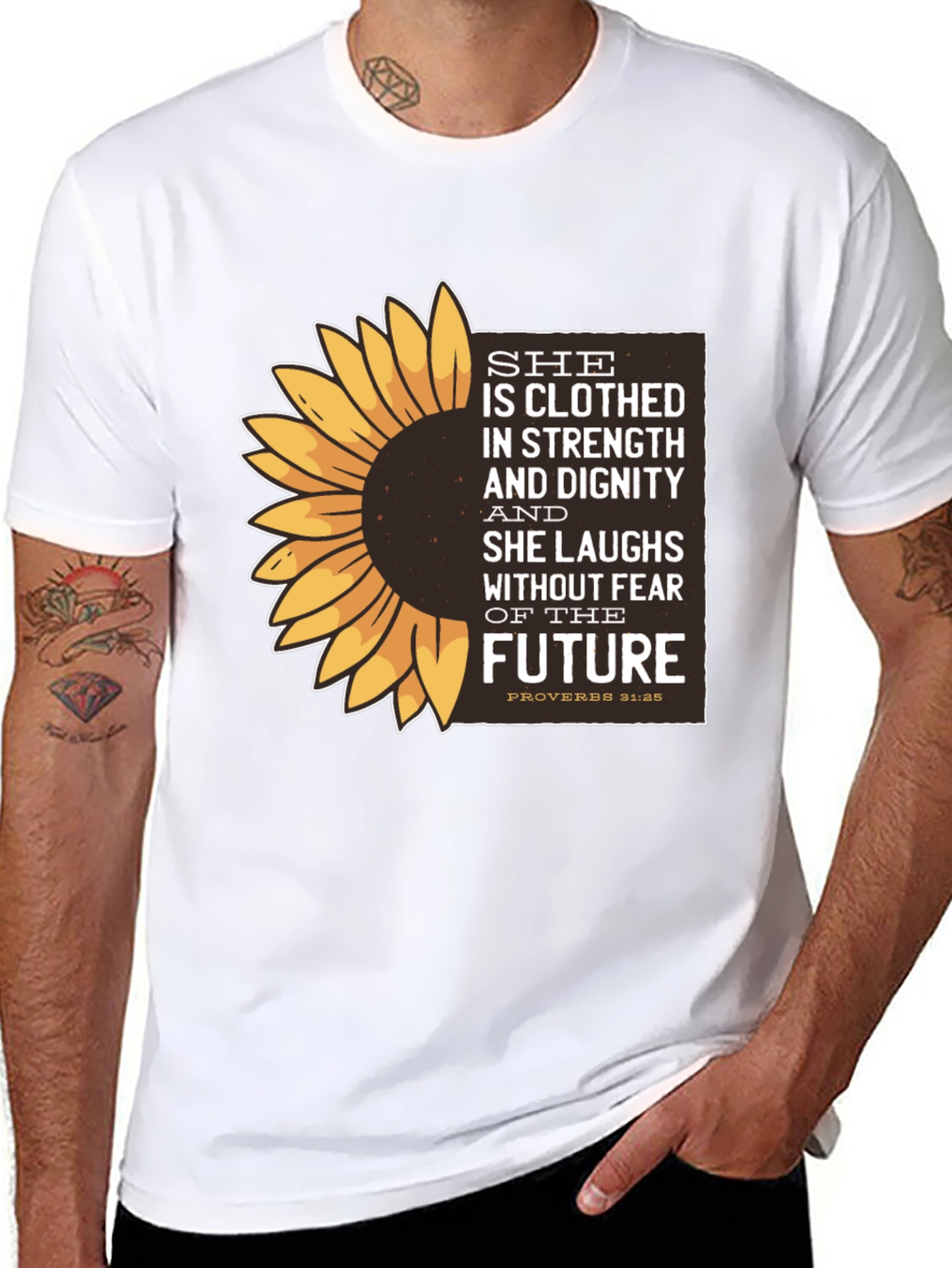 Sunflower Proverbs 31:25 Graphic T-Shirt