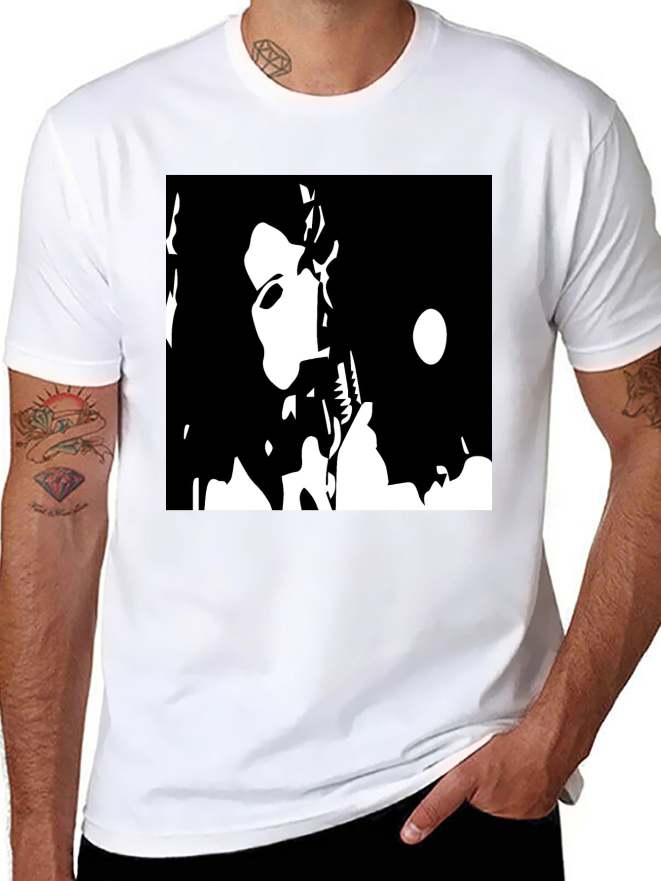 Black T-Shirt with Bold Graphic Print