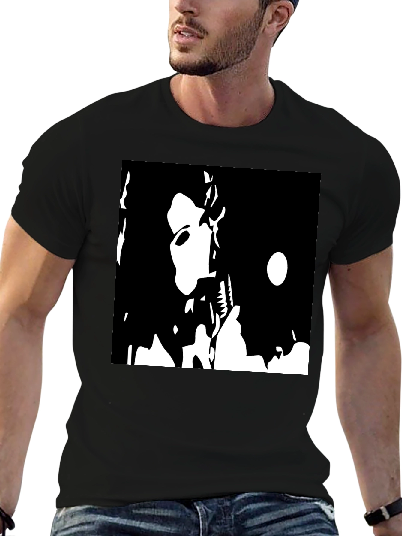 Black T-Shirt with Bold Graphic Print
