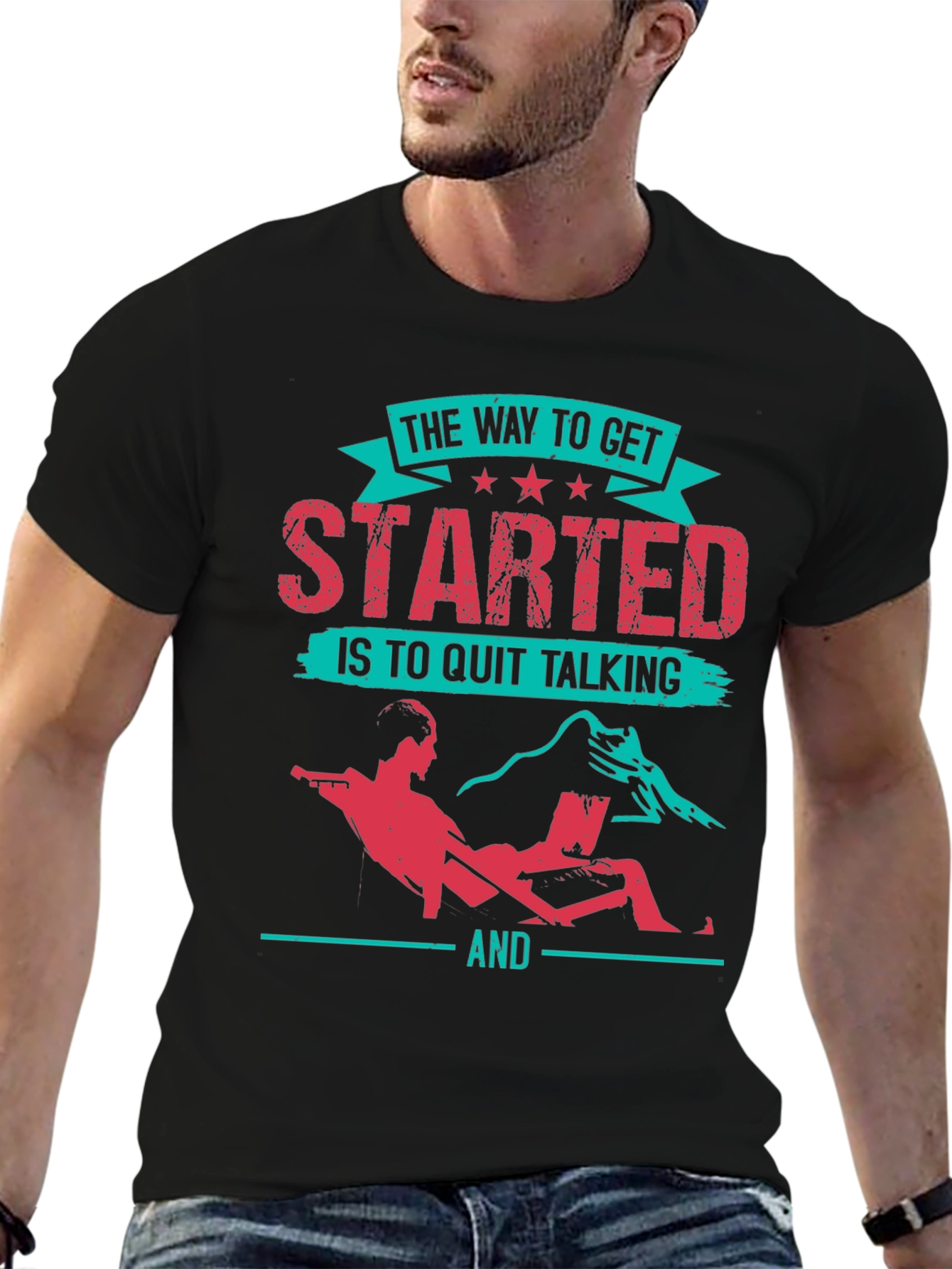 Motivational Black T-Shirt - Start Doing!