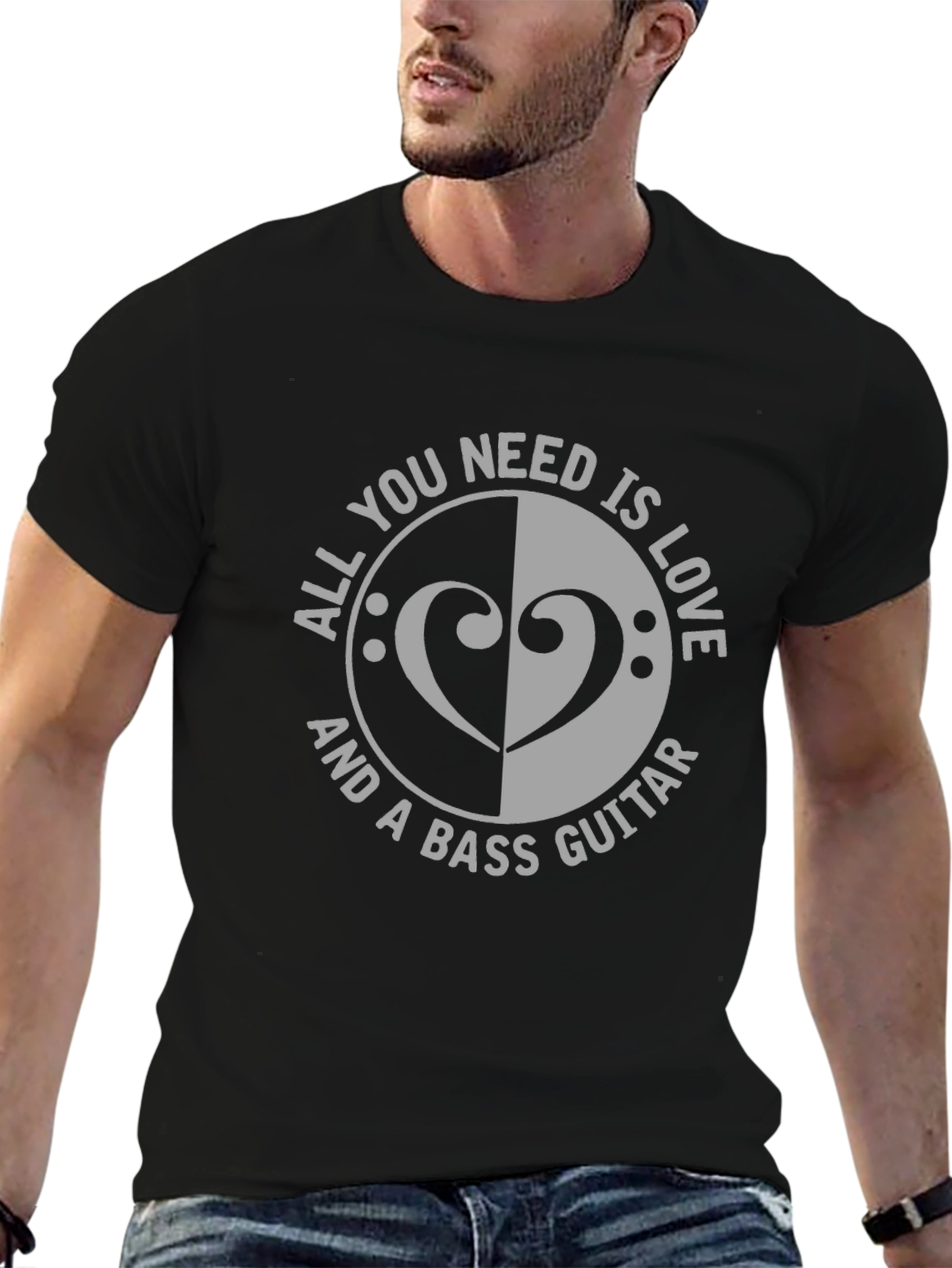 Love & Bass Guitar Graphic T-Shirt