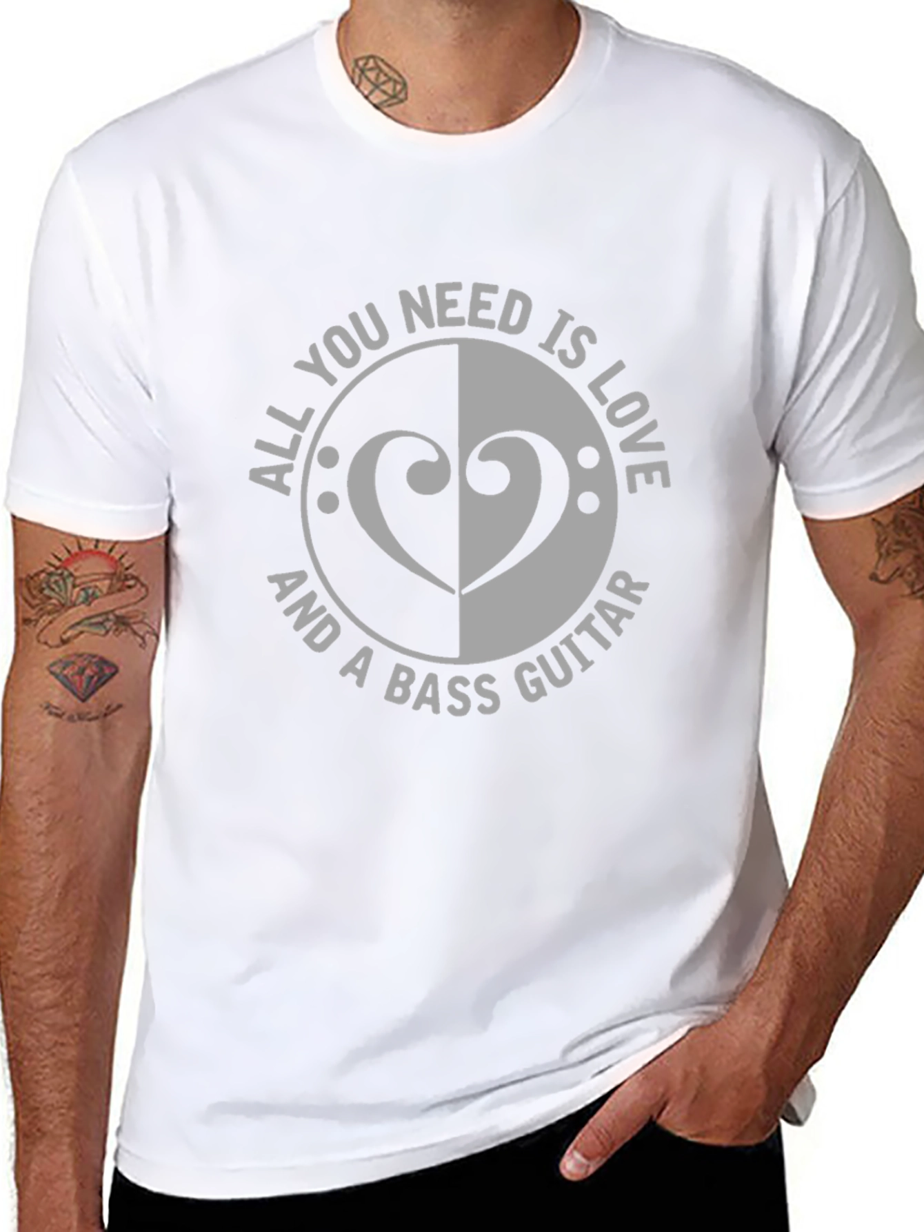 Love & Bass Guitar Graphic T-Shirt