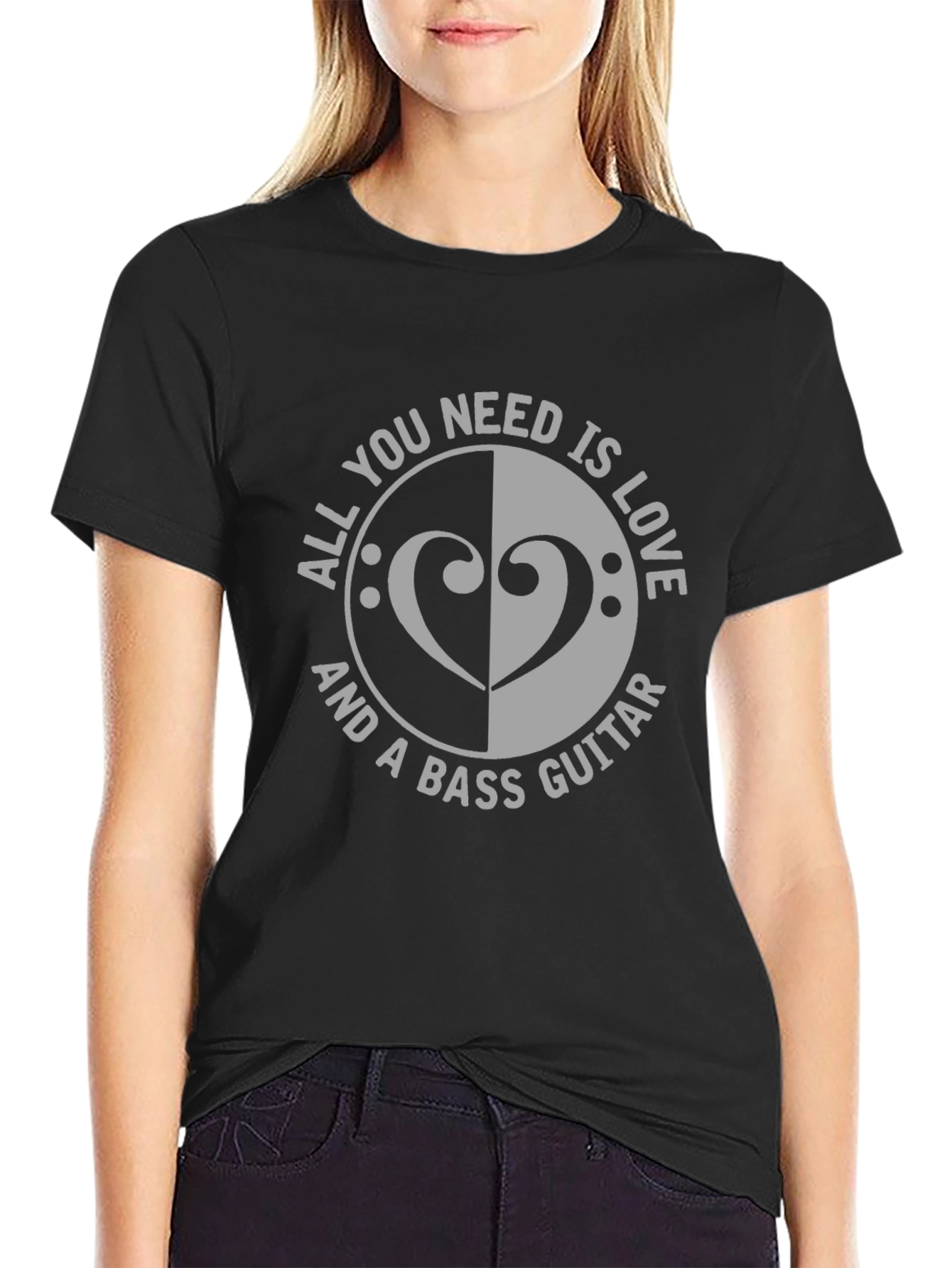 Love & Bass Guitar Graphic T-Shirt