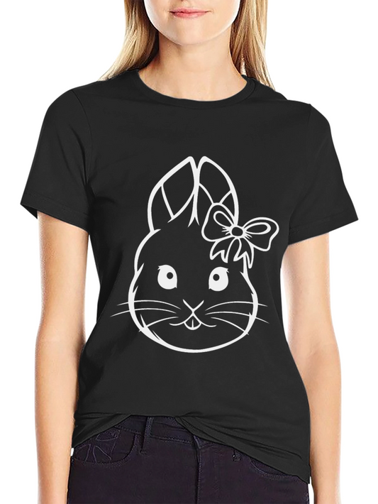 Cute Bunny Graphic Tee - Black