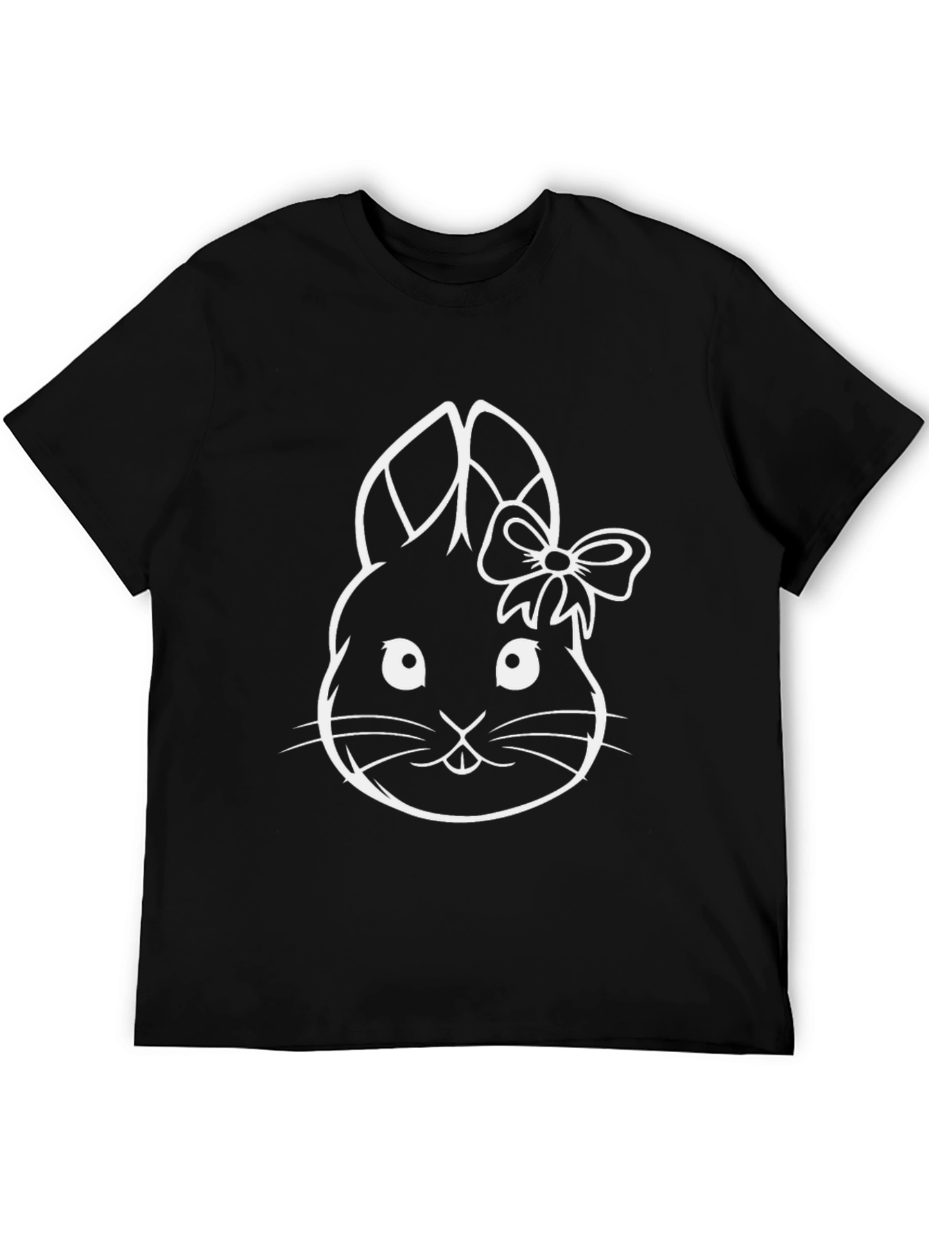 Cute Bunny Graphic Tee - Black