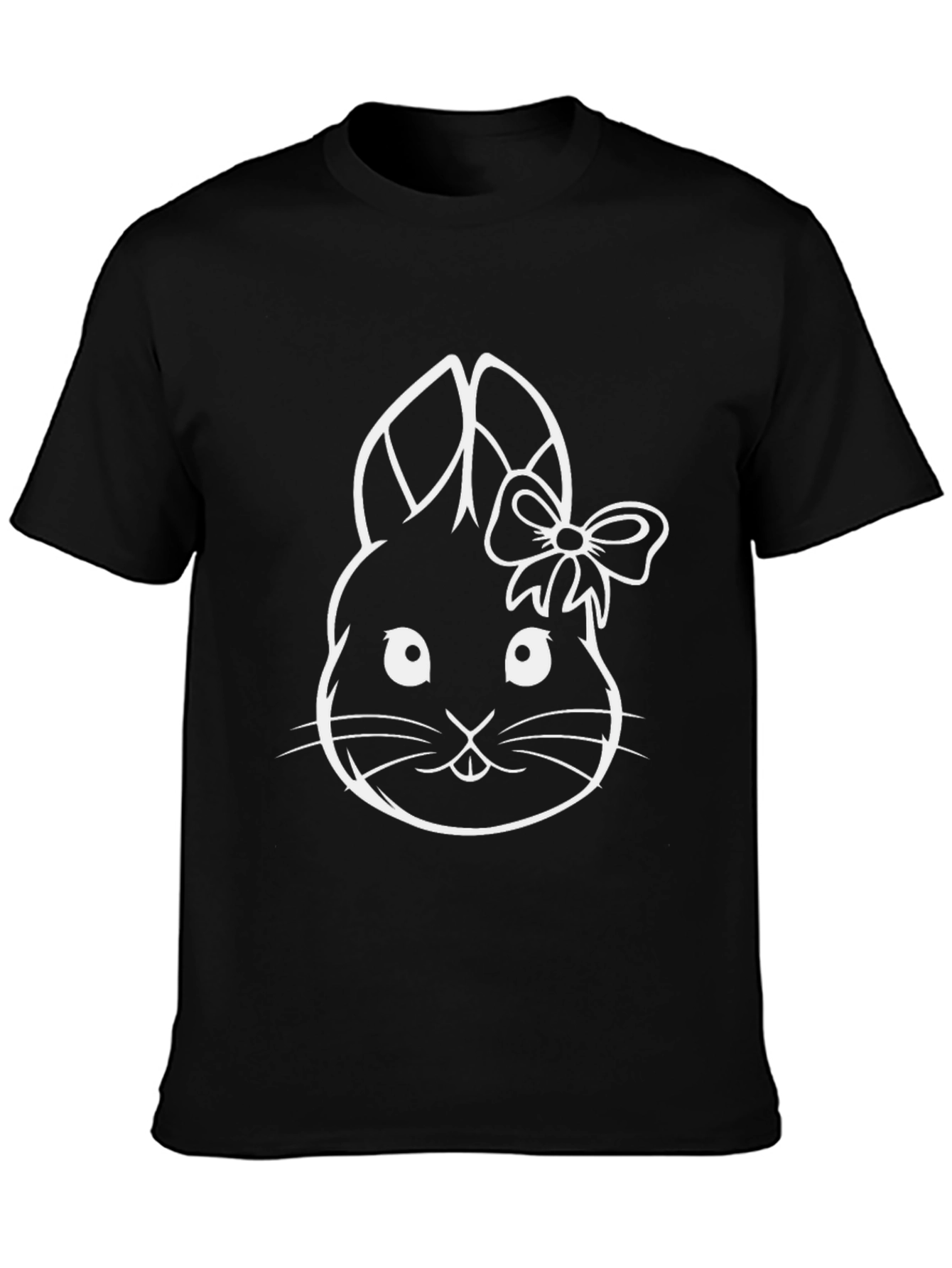 Cute Bunny Graphic Tee - Black