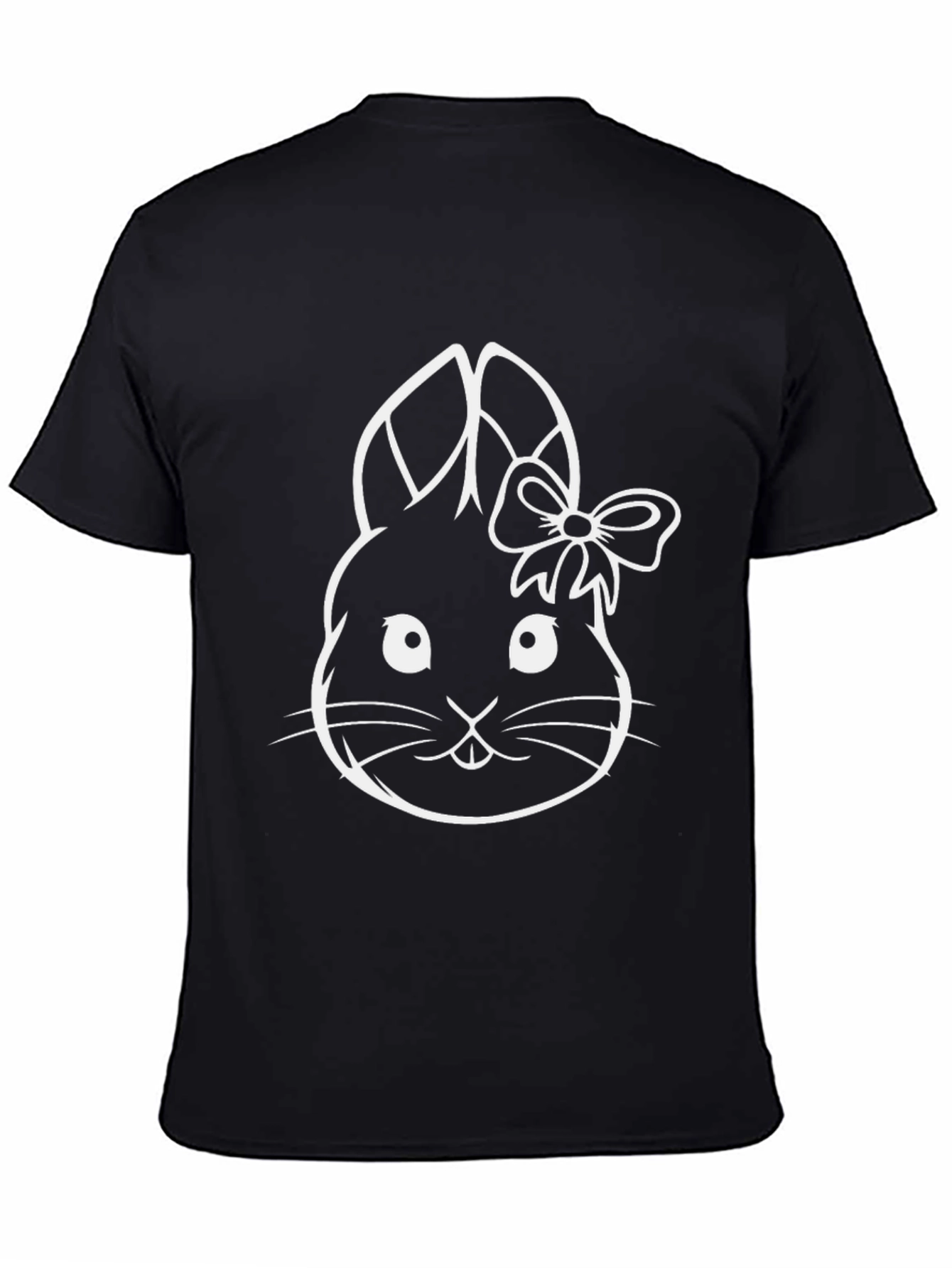 Cute Bunny Graphic Tee - Black