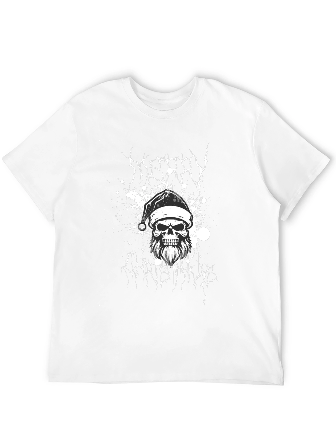 Merry Christmas Skull Graphic Tee - Black