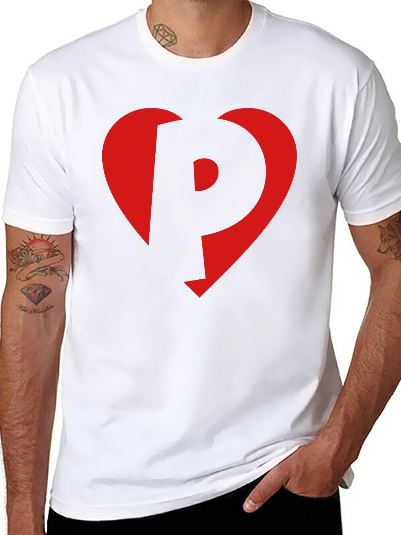 Heart P Graphic Tee - Stylish Black Cotton T-Shirt