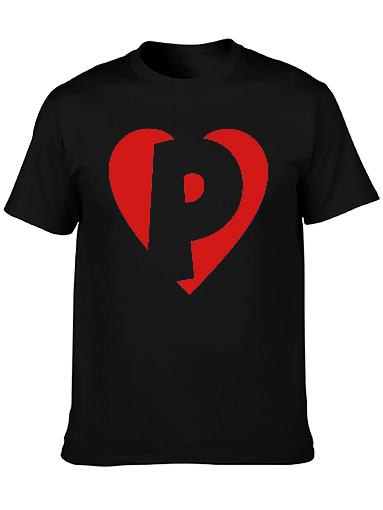 Heart P Graphic Tee - Stylish Black Cotton T-Shirt