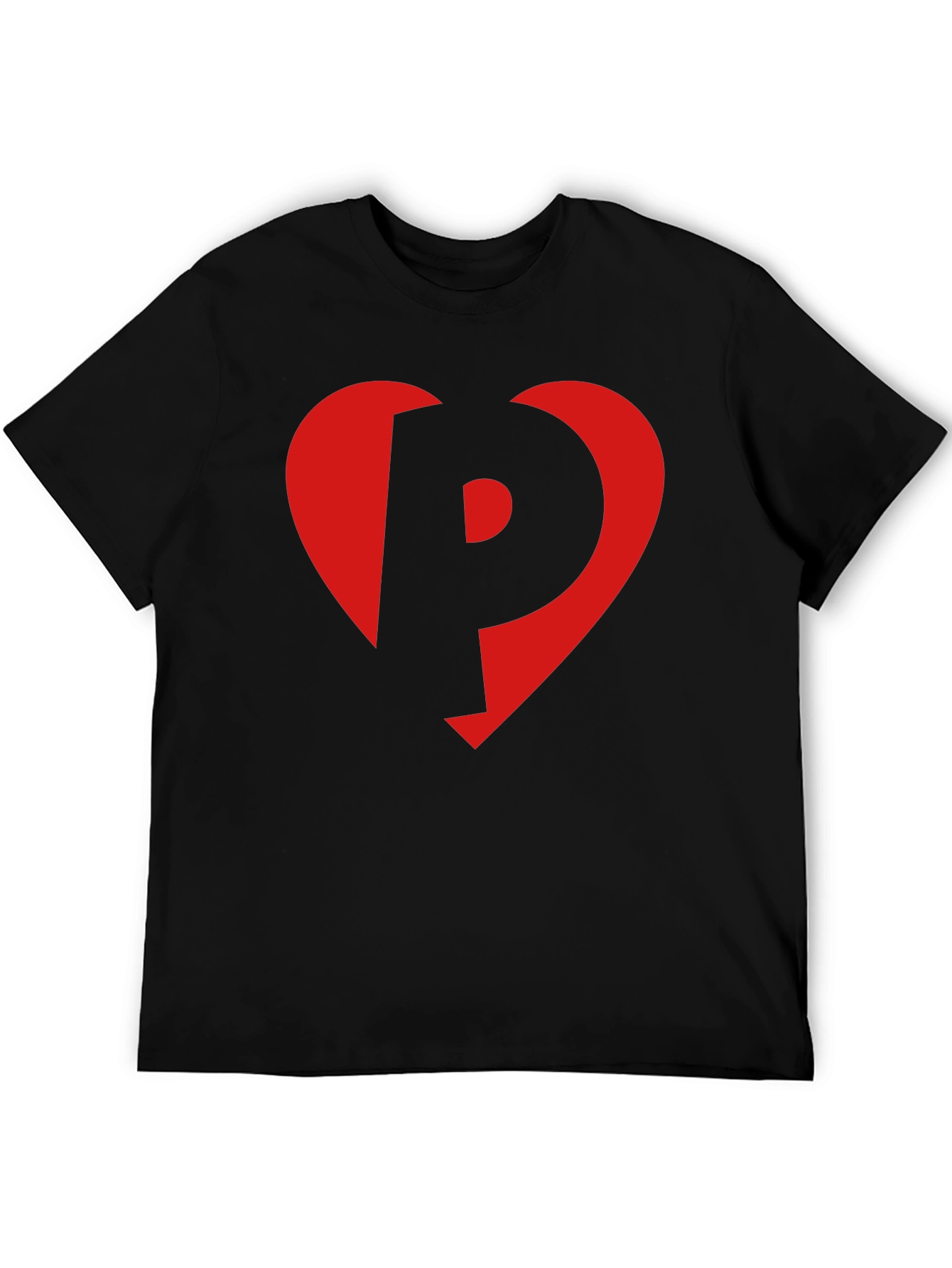 Heart P Graphic Tee - Stylish Black Cotton T-Shirt