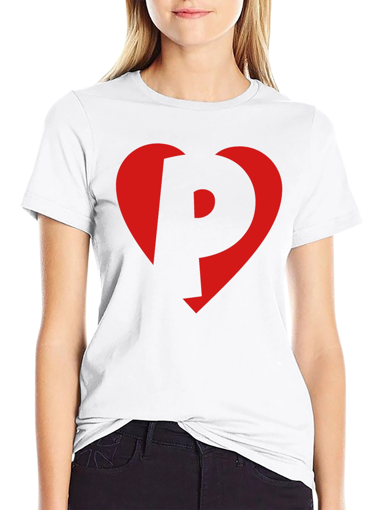 Heart P Graphic Tee - Stylish Black Cotton T-Shirt