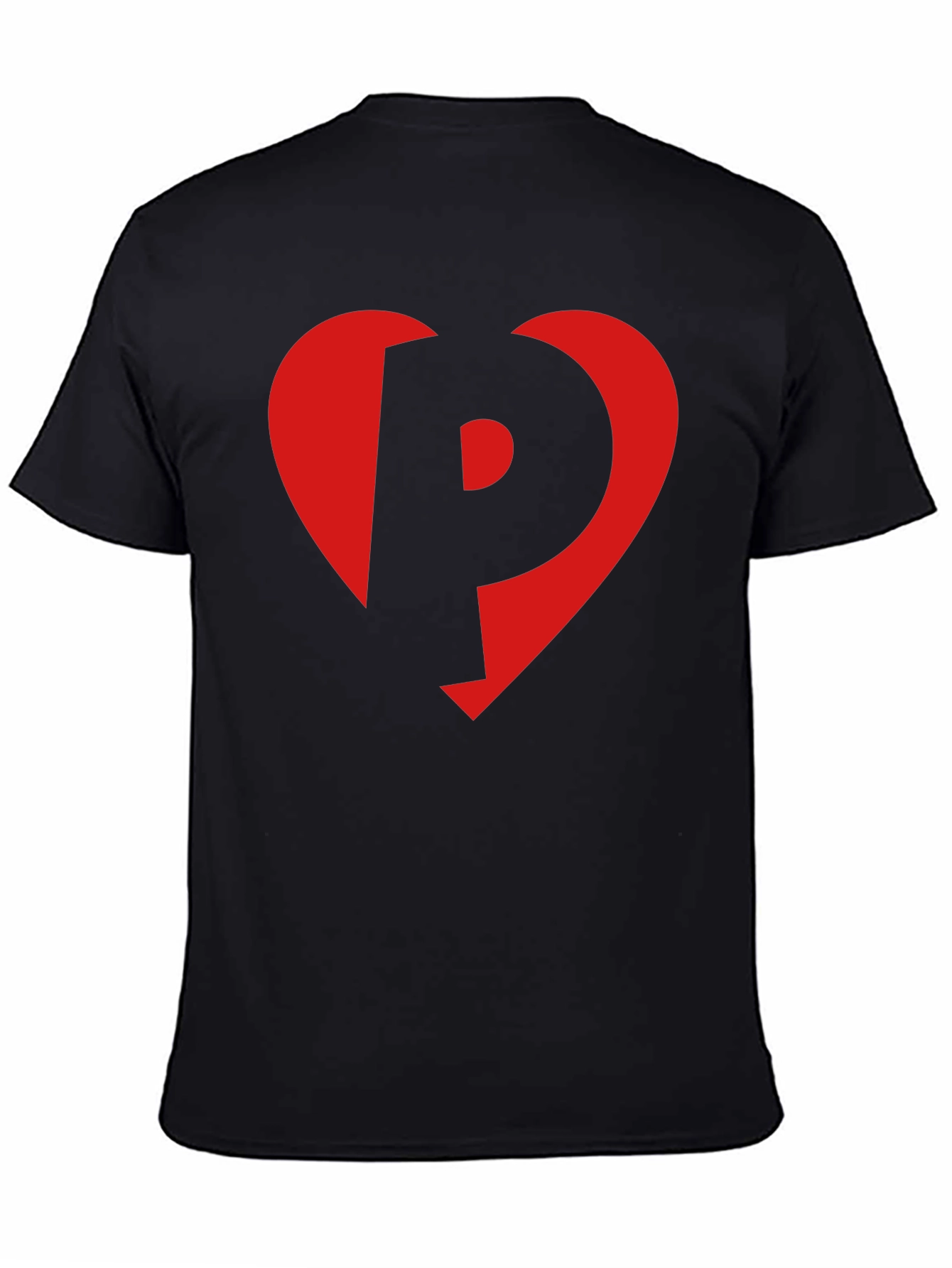 Heart P Graphic Tee - Stylish Black Cotton T-Shirt