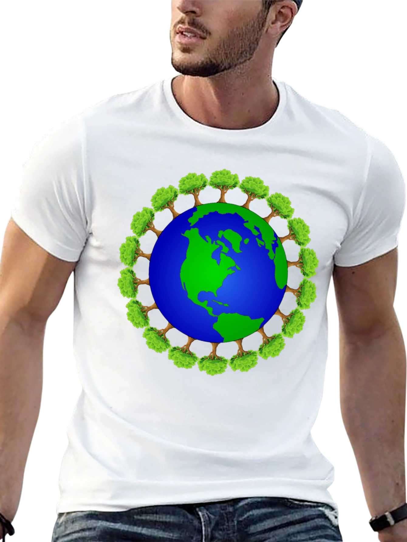 Earth Globe Tree Ring Graphic T-Shirt