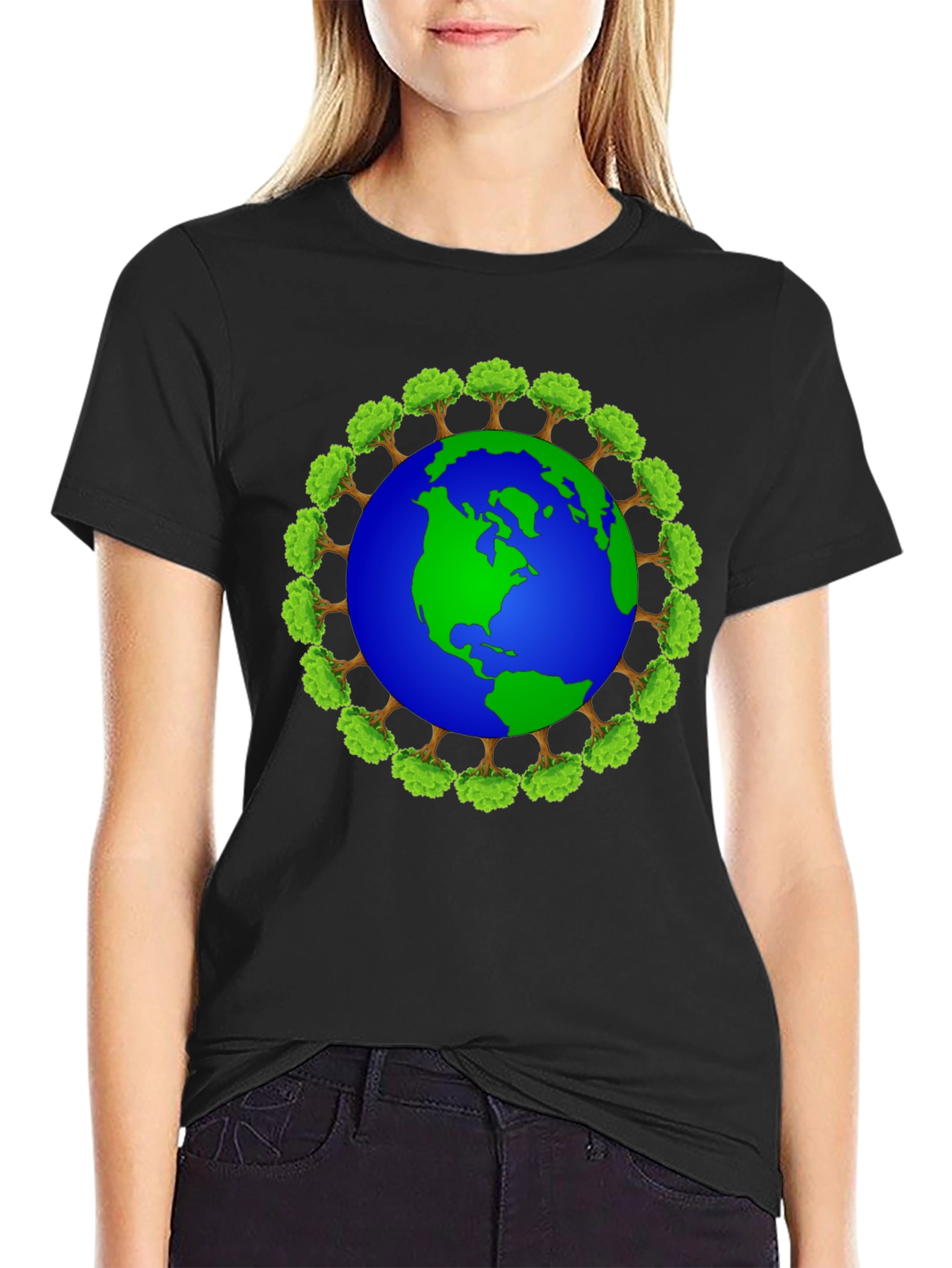 Earth Globe Tree Ring Graphic T-Shirt