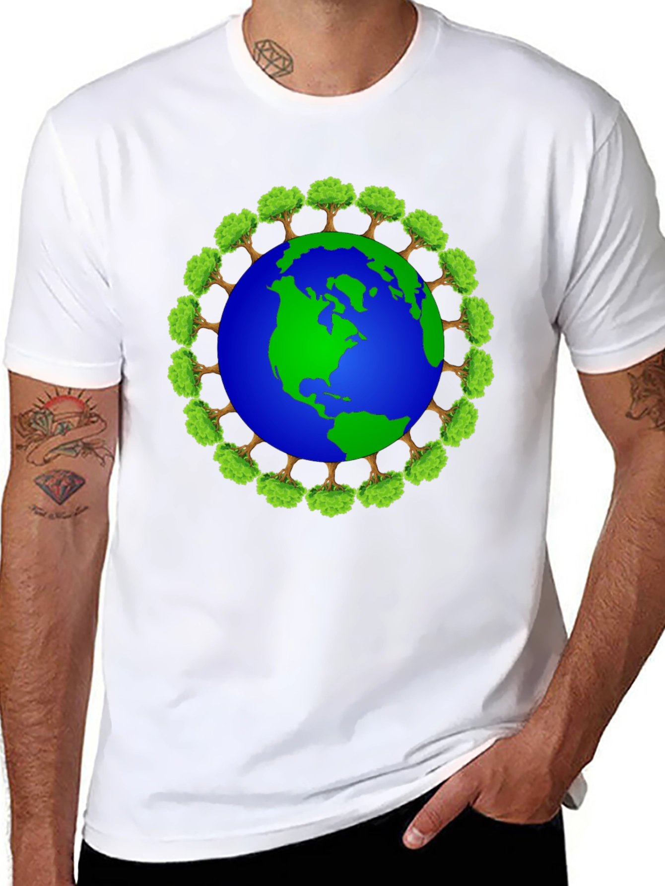 Earth Globe Tree Ring Graphic T-Shirt