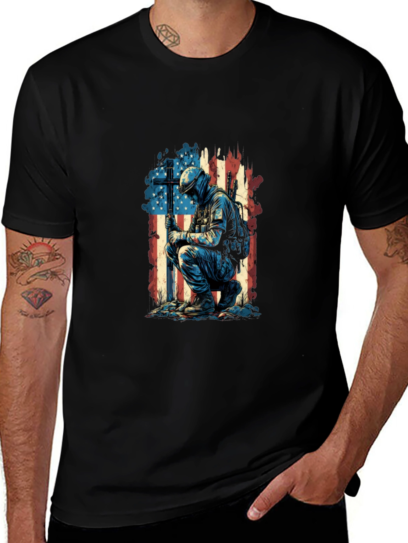 Patriotic Soldier Graphic T-Shirt