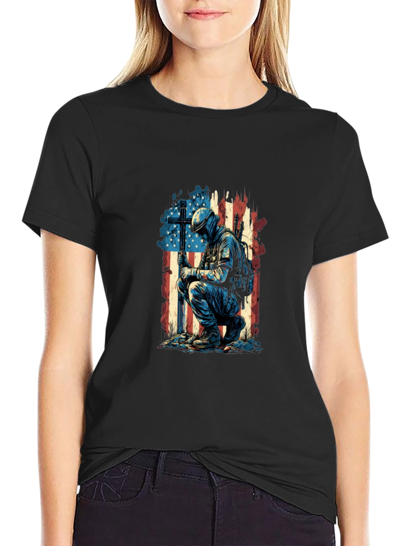 Patriotic Soldier Graphic T-Shirt