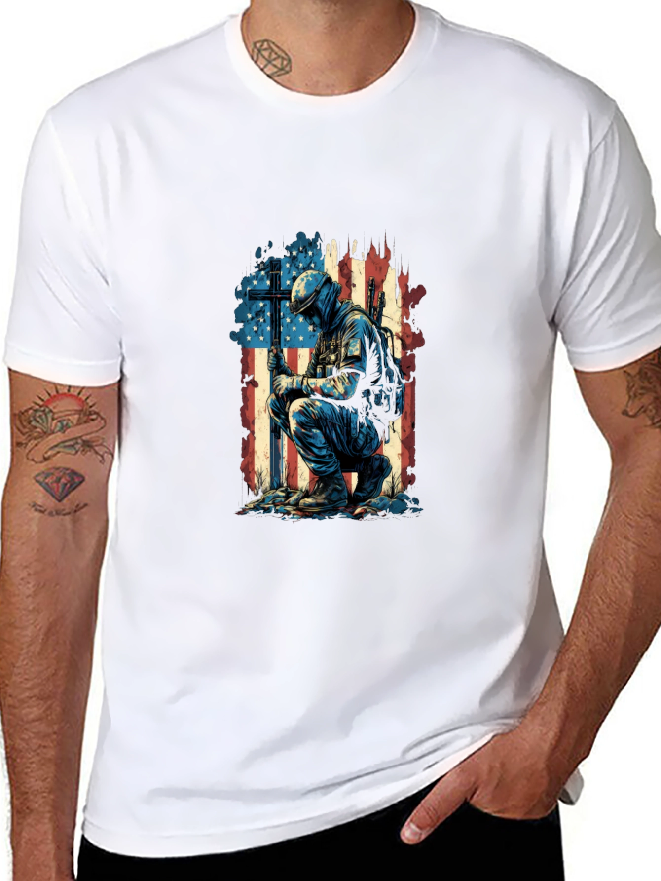 Patriotic Soldier Graphic T-Shirt