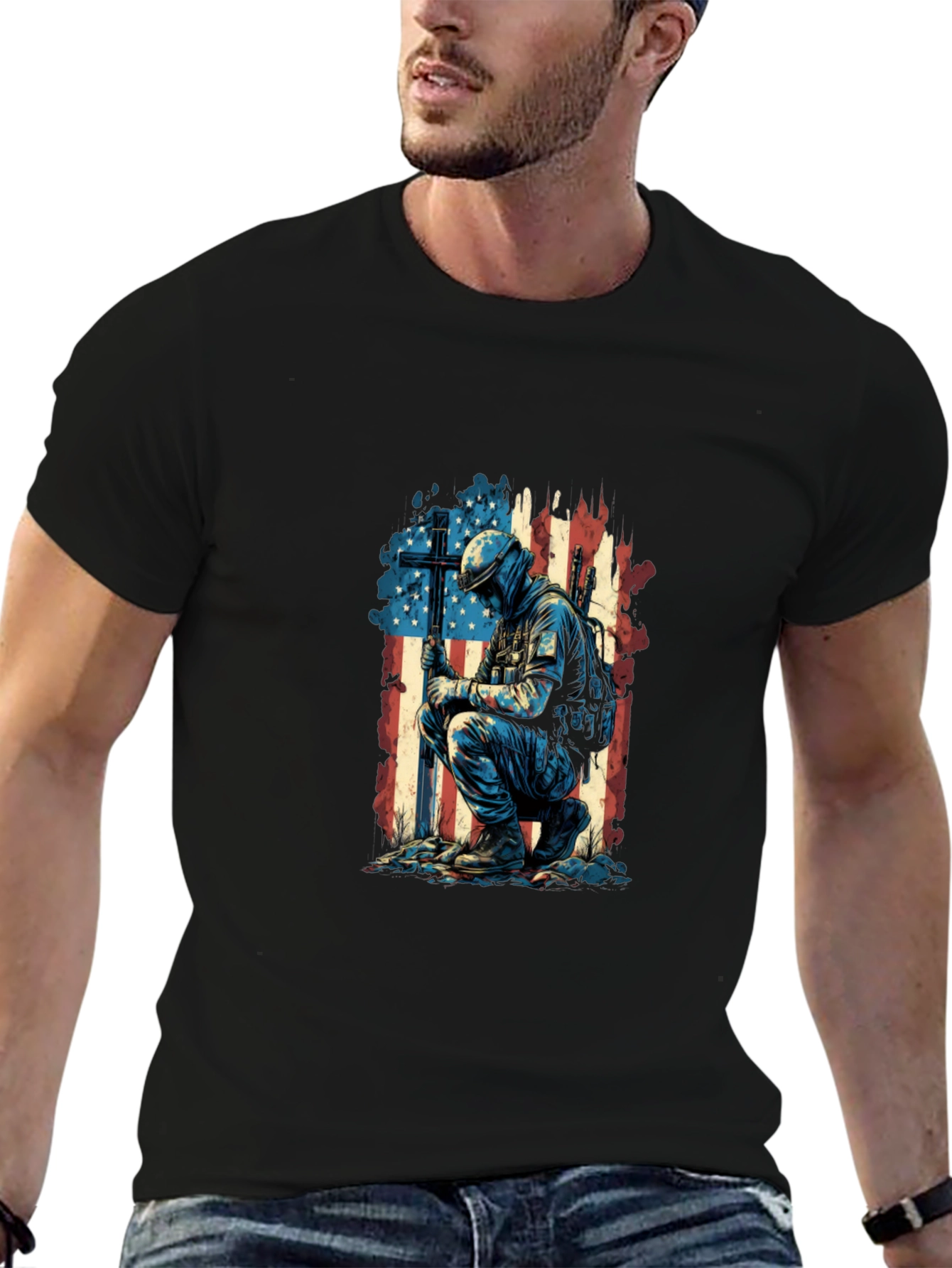 Patriotic Soldier Graphic T-Shirt