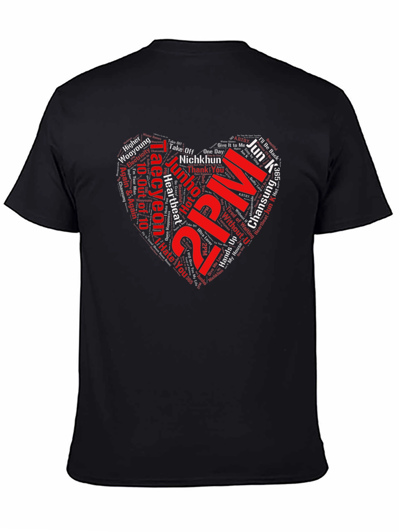 2PM Band Heart Word Art Graphic T-Shirt