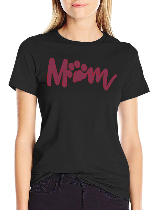 Dog Mom Paw Print T-Shirt - Comfortable Black Tee