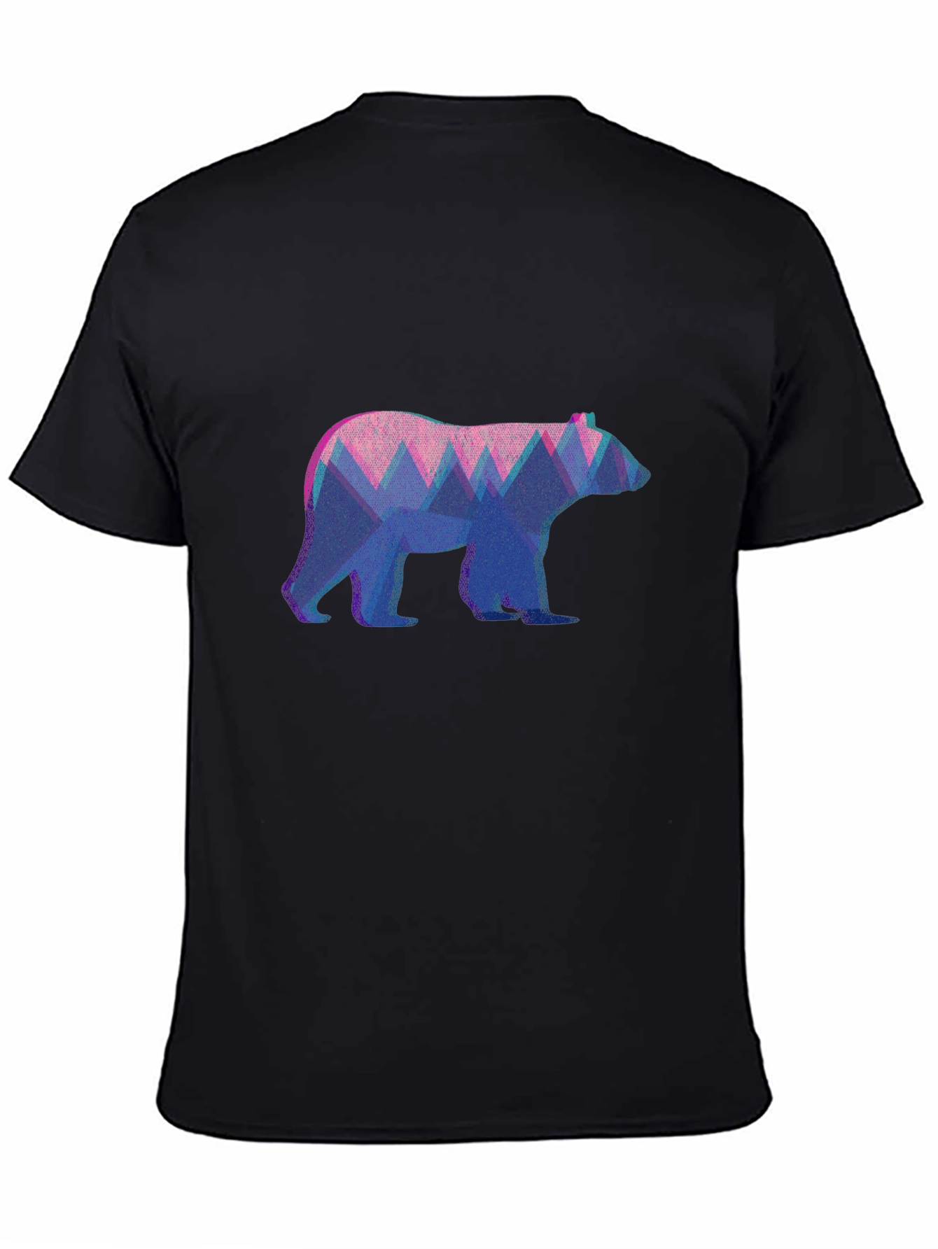 Geometric Bear Graphic Tee - Black