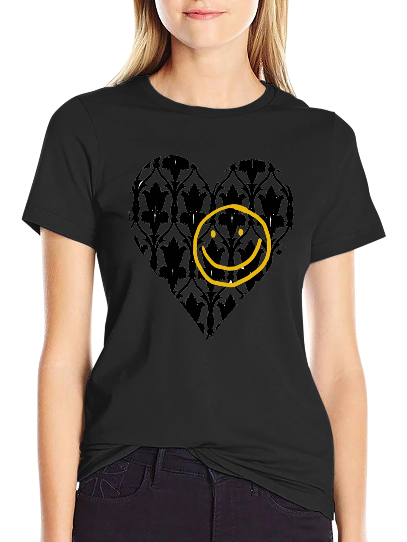 Heart Smiley Face Graphic T-Shirt