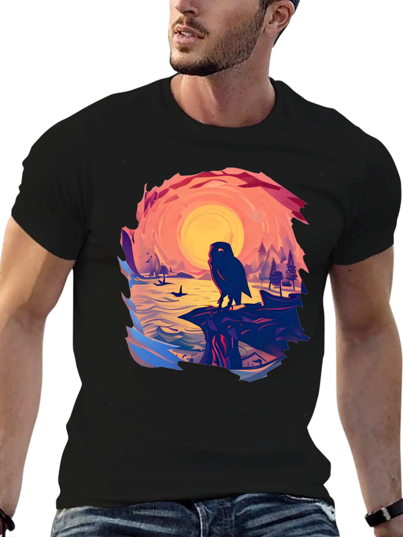 Owl Sunset Graphic Tee