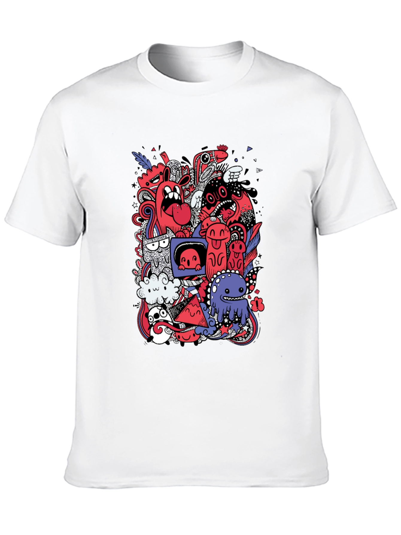 Funky Doodle Graphic Tee - Black Cotton T-Shirt