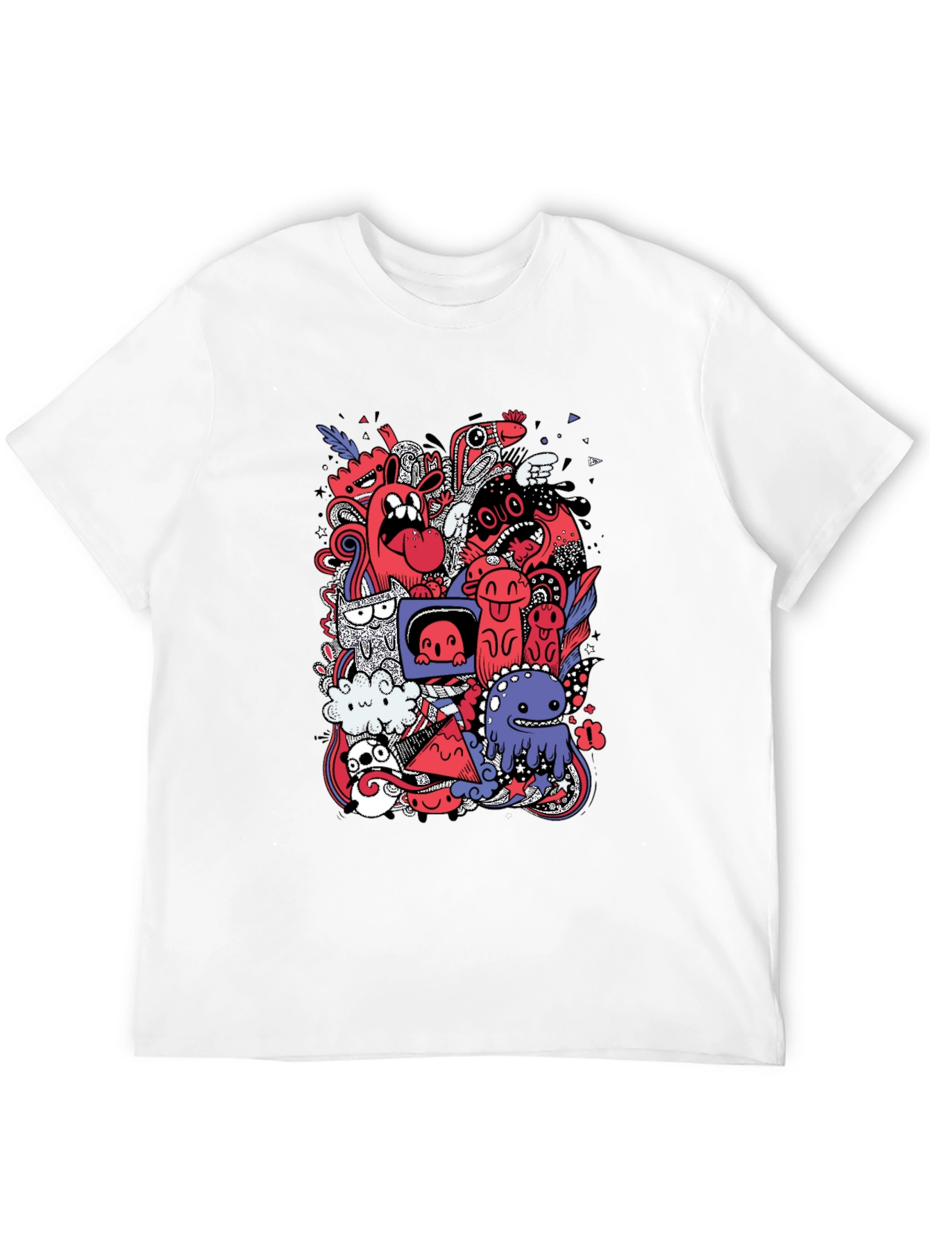 Funky Doodle Graphic Tee - Black Cotton T-Shirt