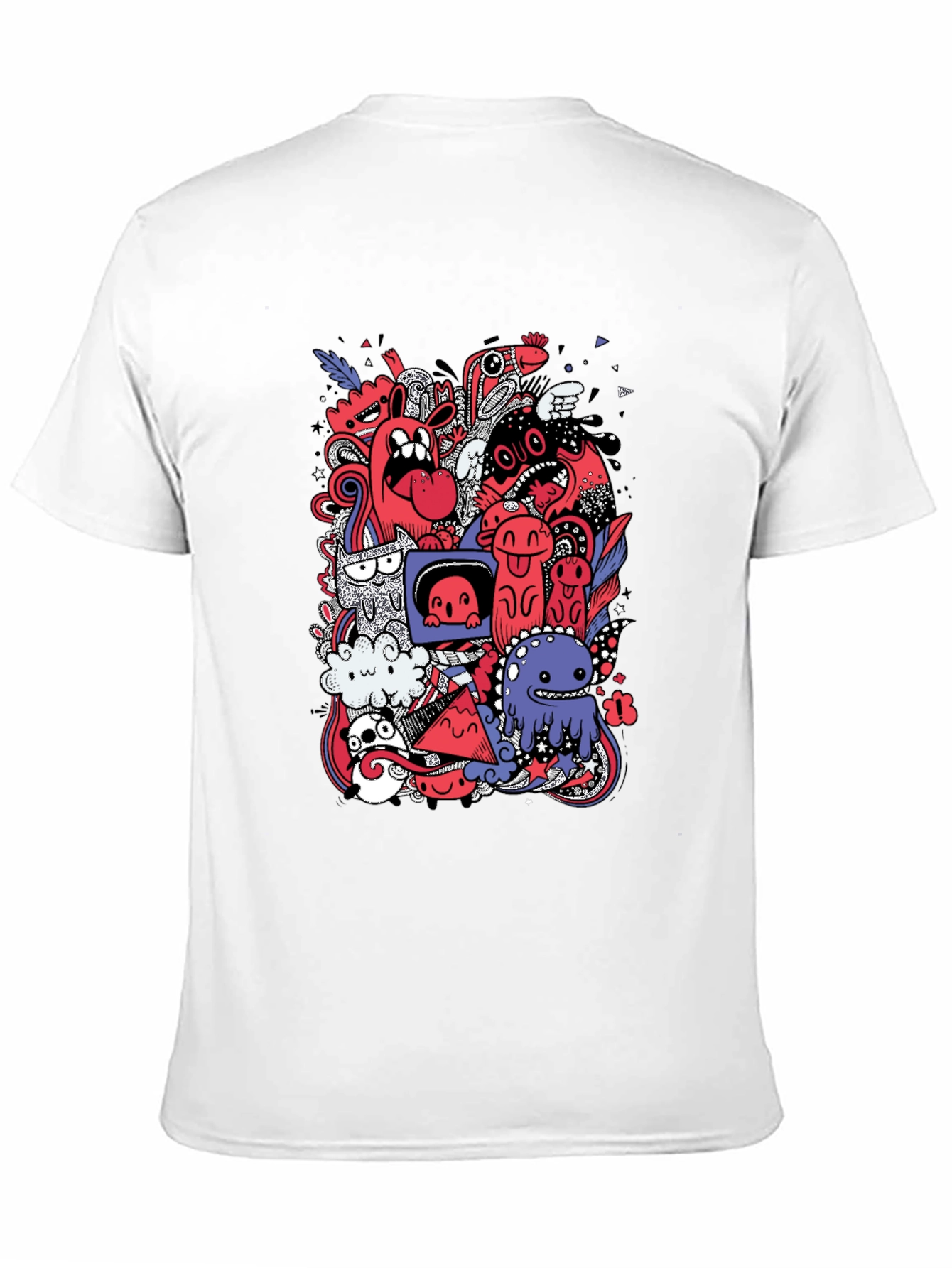 Funky Doodle Graphic Tee - Black Cotton T-Shirt