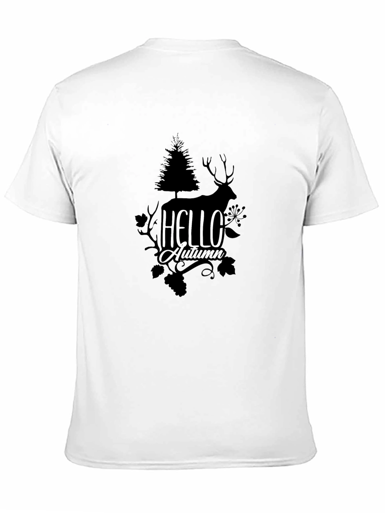 Hello Autumn Graphic Tee - Nature Inspired Black T-Shirt