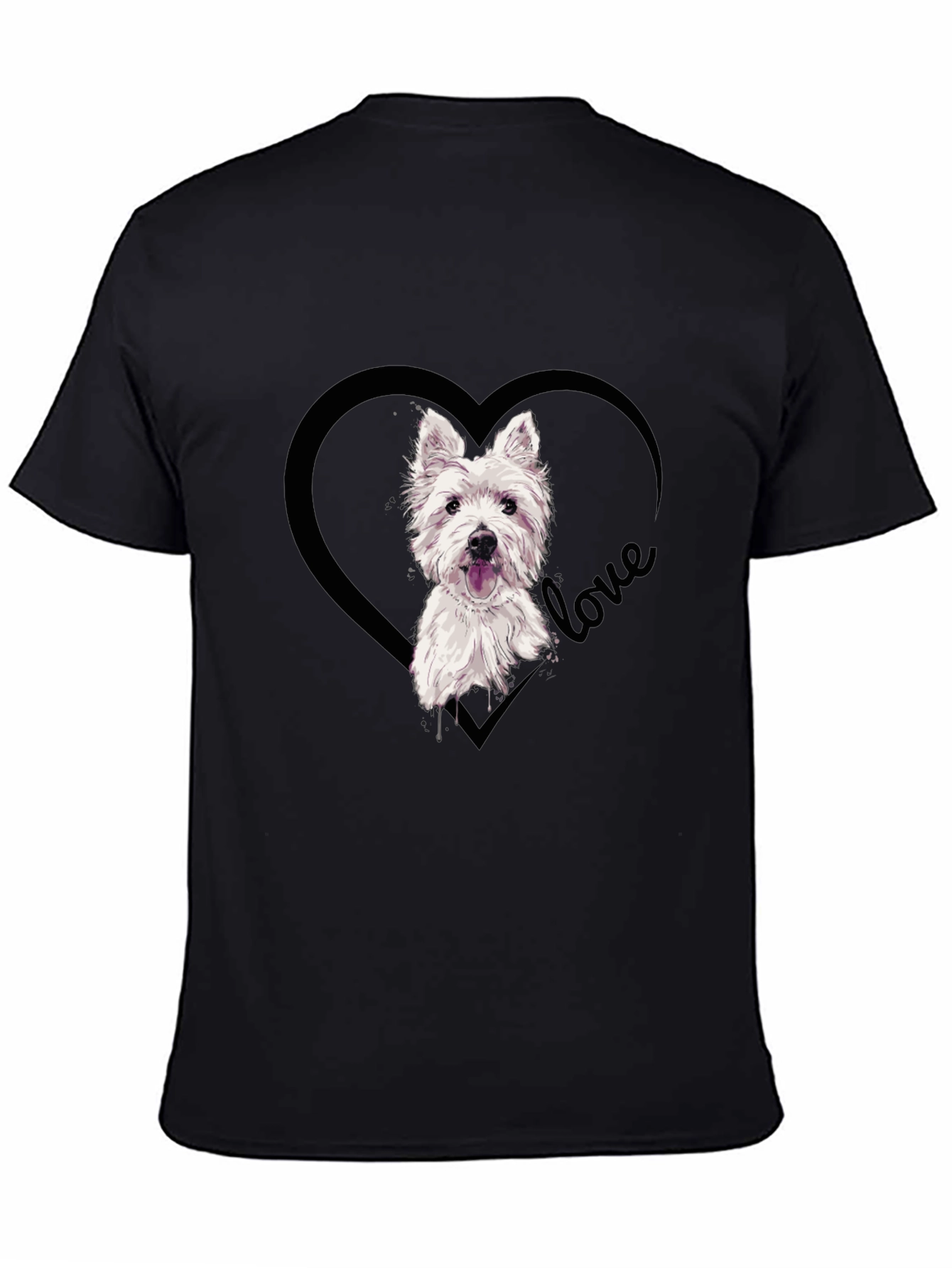 Westie Dog Love Heart T-Shirt - Black